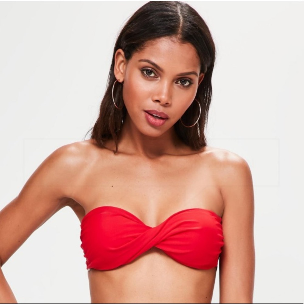 Red strapless bikini top